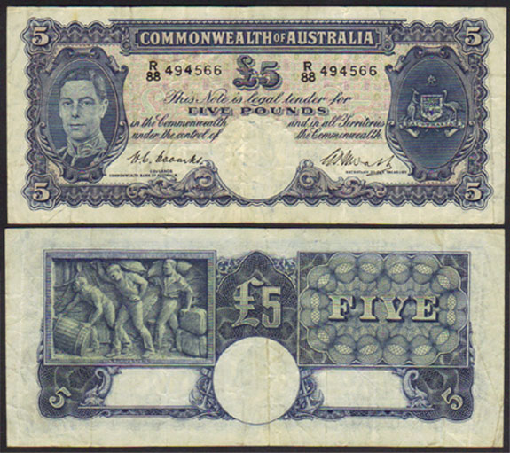 1949 Australia 5 Pounds Coombs/Watt (gF) B0003